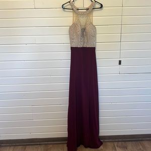 Soiéblu maroon and cream long formal dress